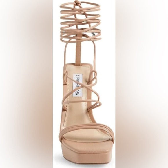 Steve Madden Nude Manzie Platform Ankle Tie Sandal Size 10 NWOT - Picture 2 of 10